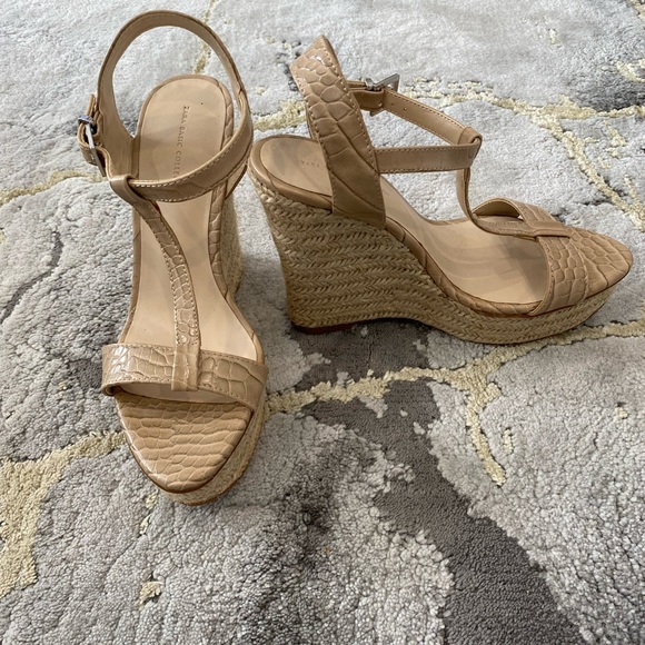 Zara Nude Platform Wedges - Picture 2 of 4